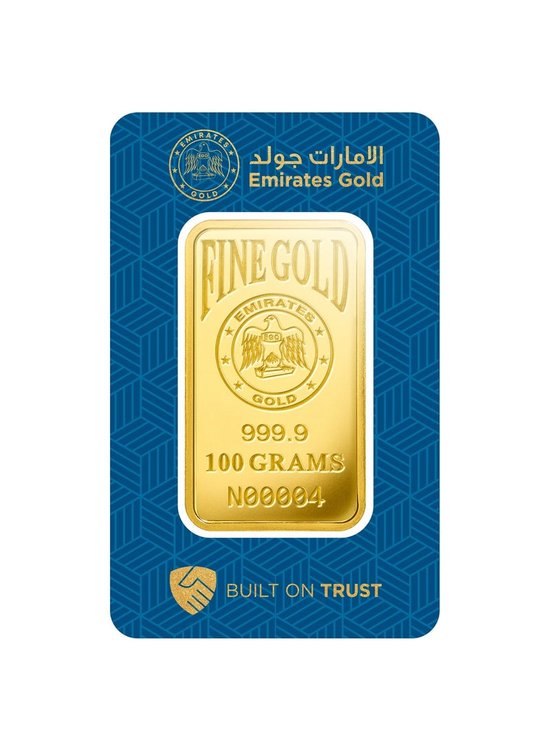 Emirates Gold 100g Gold Bar – Certified Bar - Image 1