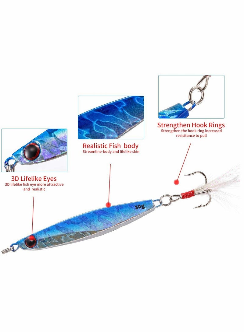 Excefore 7 Pcs Fishing Lures Hard Metal Sea Fishing Spinners, Sea Fishing Lures, Sea Fishing Sinking Lure for Wobbler Pike Carp Trout Perch Squid Catfish Fishing Baits (30g*7pcs) - Image 3