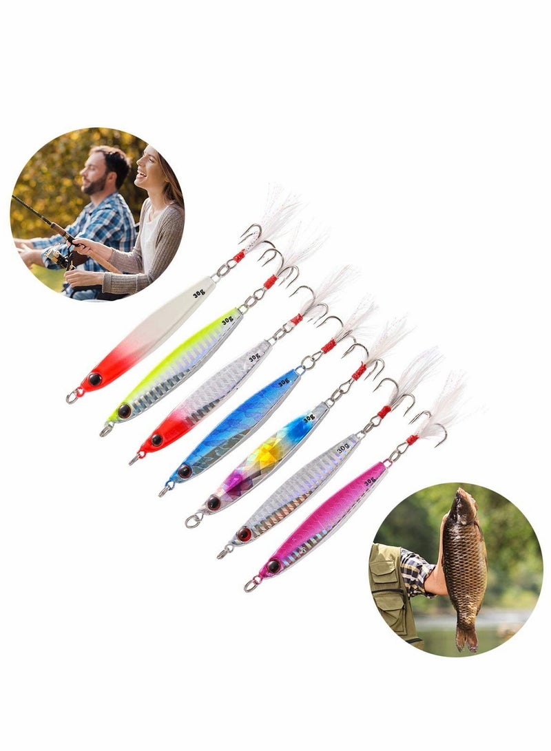 Excefore 7 Pcs Fishing Lures Hard Metal Sea Fishing Spinners, Sea Fishing Lures, Sea Fishing Sinking Lure for Wobbler Pike Carp Trout Perch Squid Catfish Fishing Baits (30g*7pcs) - Image 4