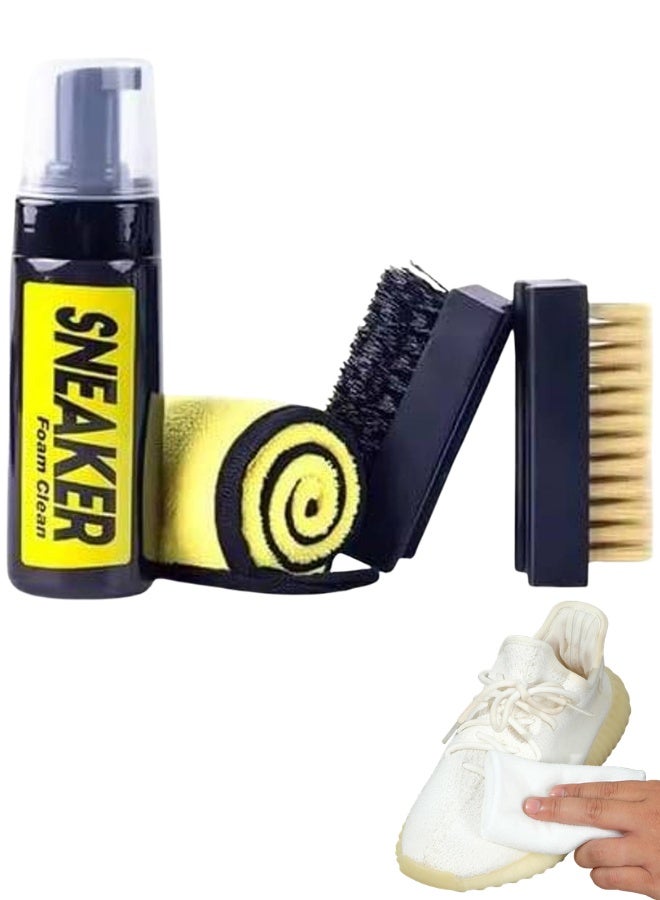 Multipurpose Shoe Cleaning Kit – Deep Foam Cleaner – Dual Brushes for Sole & Upper – High-Absorbency Microfiber Towel - Image 1