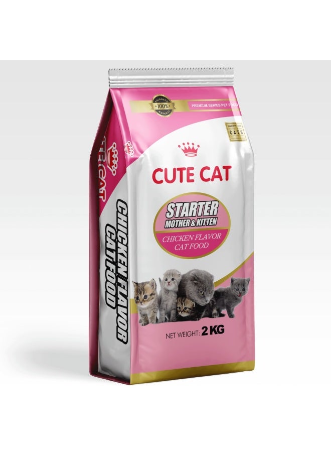 Cute Cat dry food with chicken for nursing cats and kittens 2 kg