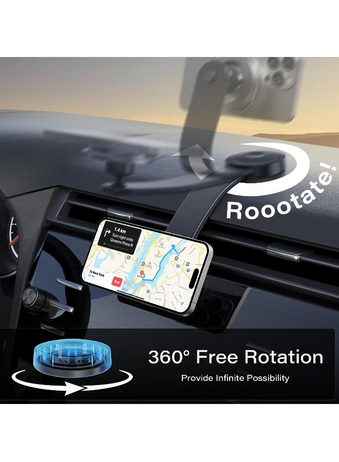 Car Mount For Magsafe, 360 Rotatable Dashboard Magnetic Phone Holder for Car Strong Magnets, Bendable Memory Alloy for Cell Phone Dashboard Windshield Phone Holder Mount for iPhone Android - Image 2