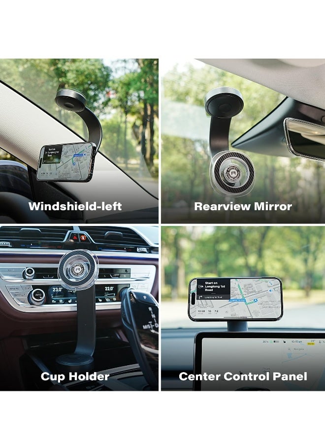 Car Mount For Magsafe, 360 Rotatable Dashboard Magnetic Phone Holder for Car Strong Magnets, Bendable Memory Alloy for Cell Phone Dashboard Windshield Phone Holder Mount for iPhone Android - Image 5