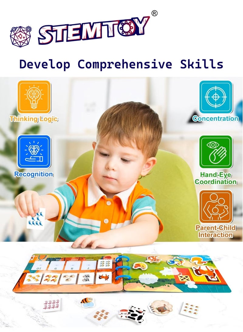 STEMTOY Quiet Book Busy Book for Toddlers, Montessori Homeschool Preschool STEM/ STEAM Educational Toy, Interactive Early Learning Activity, Sensory Cognitive Development Fine Motor Skills, Portable Washable Travel Gift for Babies Kids Boys Girls Ages 3-6 (Vegetable & Fruit Daily Theme) - Image 5