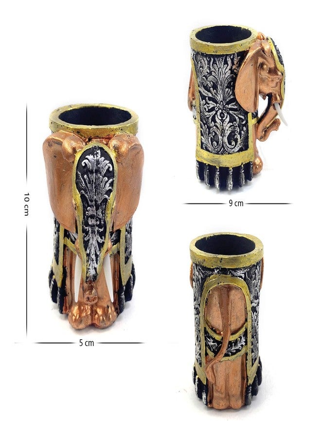 ornerx Resin Pencil Holder 4.5" Desk Organizer Vintage Lucky Elephant Head - Image 3
