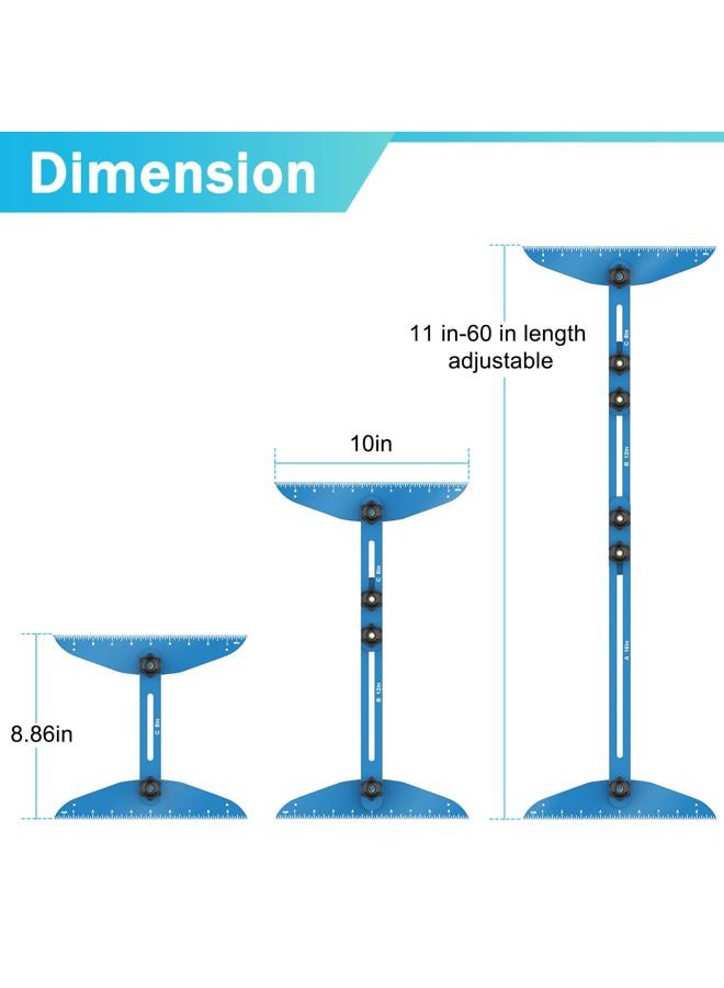 Fengone Stair Treads Gauge Template Tool Stair Tread Jig 11-60 inch Length Adjustable Measuring Stair Tread Template Tool Stair Gauge Set for Stairs, Risers, Shelf and Cutting Drywall (Blue) - Image 2