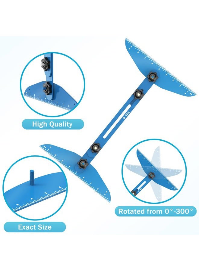 Fengone Stair Treads Gauge Template Tool Stair Tread Jig 11-60 inch Length Adjustable Measuring Stair Tread Template Tool Stair Gauge Set for Stairs, Risers, Shelf and Cutting Drywall (Blue) - Image 4