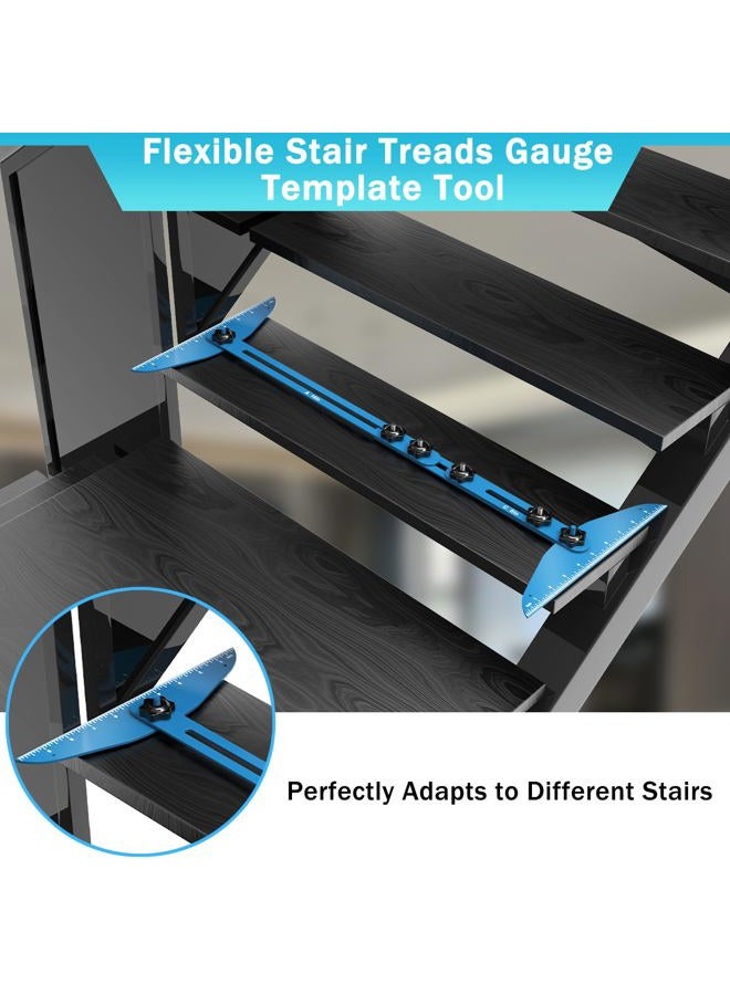 Fengone Stair Treads Gauge Template Tool Stair Tread Jig 11-60 inch Length Adjustable Measuring Stair Tread Template Tool Stair Gauge Set for Stairs, Risers, Shelf and Cutting Drywall (Blue) - Image 3