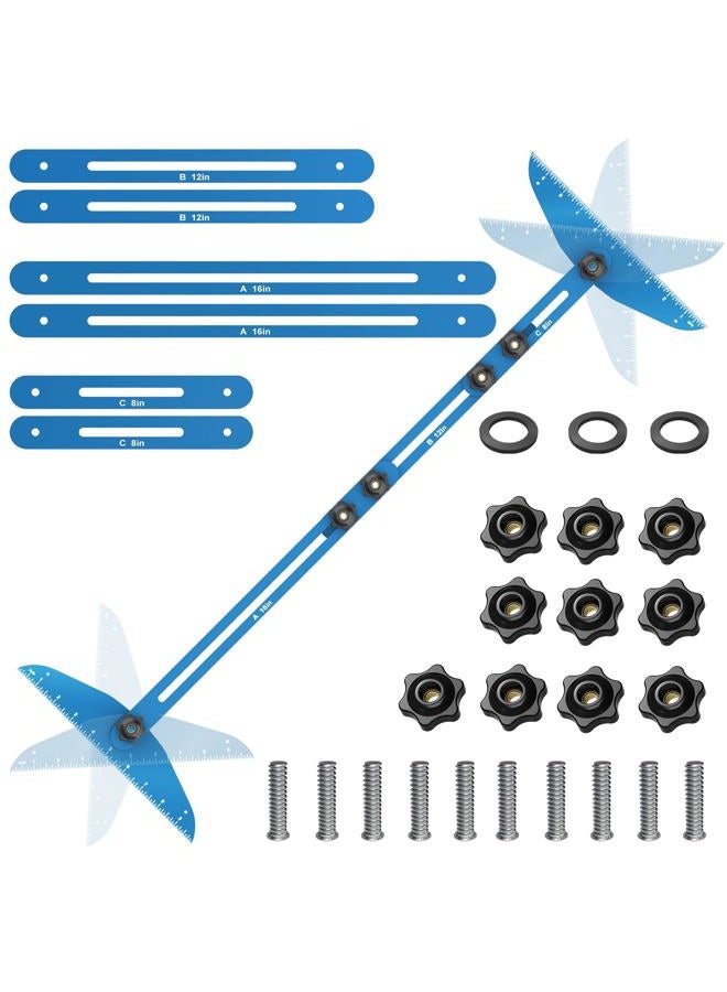 Fengone Stair Treads Gauge Template Tool Stair Tread Jig 11-60 inch Length Adjustable Measuring Stair Tread Template Tool Stair Gauge Set for Stairs, Risers, Shelf and Cutting Drywall (Blue) - Image 1