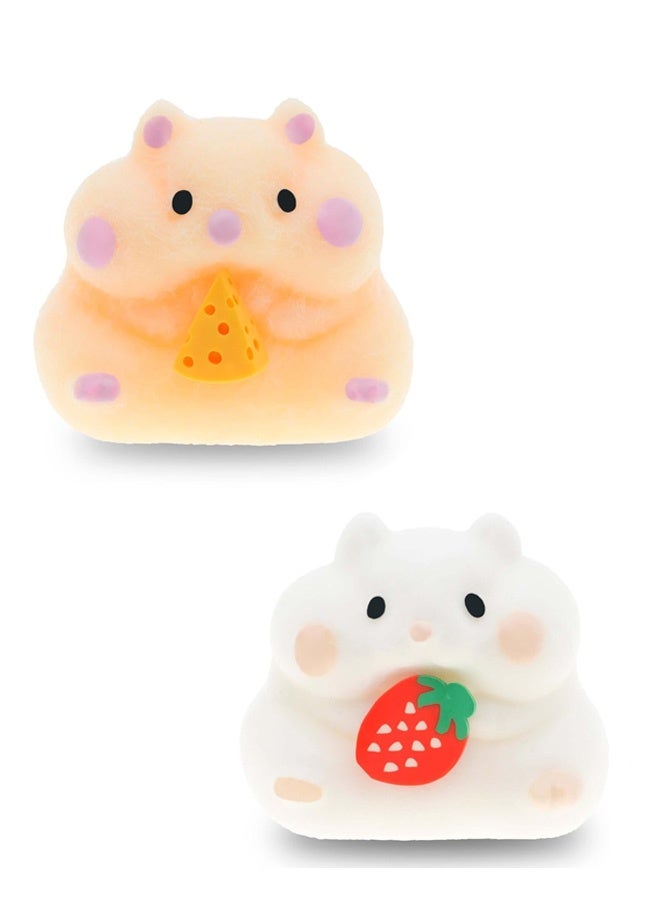 قطعتان من لعبة تابا الإسفنجية على شكل هامستر منفوشة - لعبة ضغط واقعية فائقة النعومة للحيوانات الأليفة - ألعاب حسية لتخفيف التوتر على شكل حيوانات كاواي، هدايا ضغط من السيليكون الناعم للأطفال والمراهقين والبالغين - Image 1