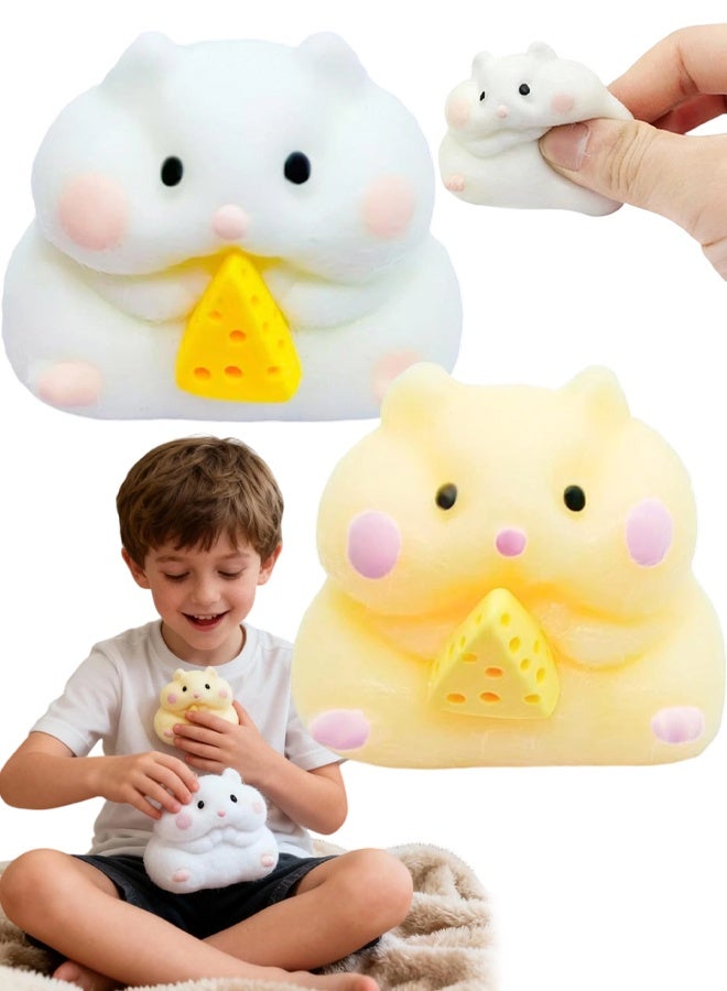 2pcs Fluffy Hamster Taba Squishy Toy – Ultra-Soft Realistic Pet Squeeze – Kawaii Animals Stress Relief Fidget Sensory Toys, Soft Silicone Squeeze Gifts for Children, Teens, and Adults - Image 1