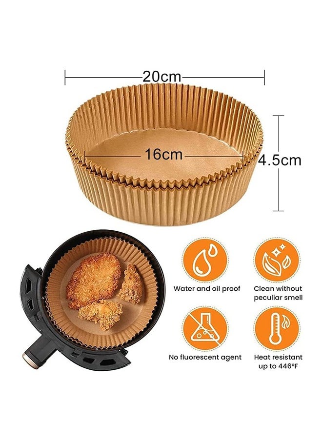 SKY-TOUCH - 50pcs Air Fryer Disposable Non-Stick Parchment Paper Liners, Round Food Grade Baking for Air Fryer, 16cm/6.3inch Brown - Image 1