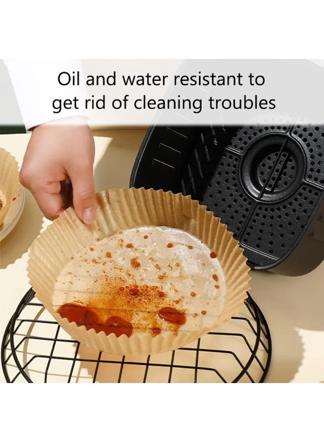 SKY-TOUCH 50 قطعة ورق البرشمان القابل للتصرف غير اللاصق للقلي الهوائي، دوائر للطعام من الدرجة الغذائية للقيام بخبز القلي الهوائي، 16 سم / 6.3 بوصة بني - Image 4