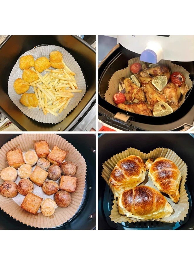 SKY-TOUCH 50 قطعة ورق البرشمان القابل للتصرف غير اللاصق للقلي الهوائي، دوائر للطعام من الدرجة الغذائية للقيام بخبز القلي الهوائي، 16 سم / 6.3 بوصة بني - Image 2