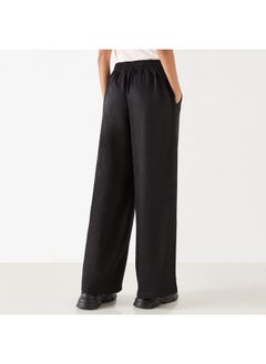 Lee Cooper Lee Cooper Solid Wide Leg Pants with Drawstring Closure and Pockets  - Image 3