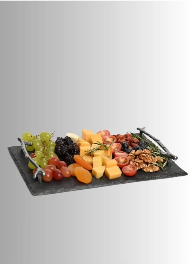 1Chase Natural Stone Slate Serving Tray With Arborization Handle