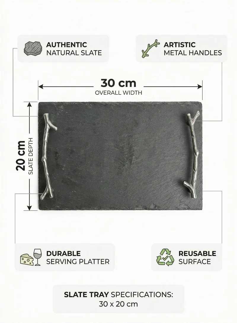 1Chase  Slate Serving Tray with Arborization Handle – 30x20cm Cheese & Charcuterie Board  | Best Price UAE