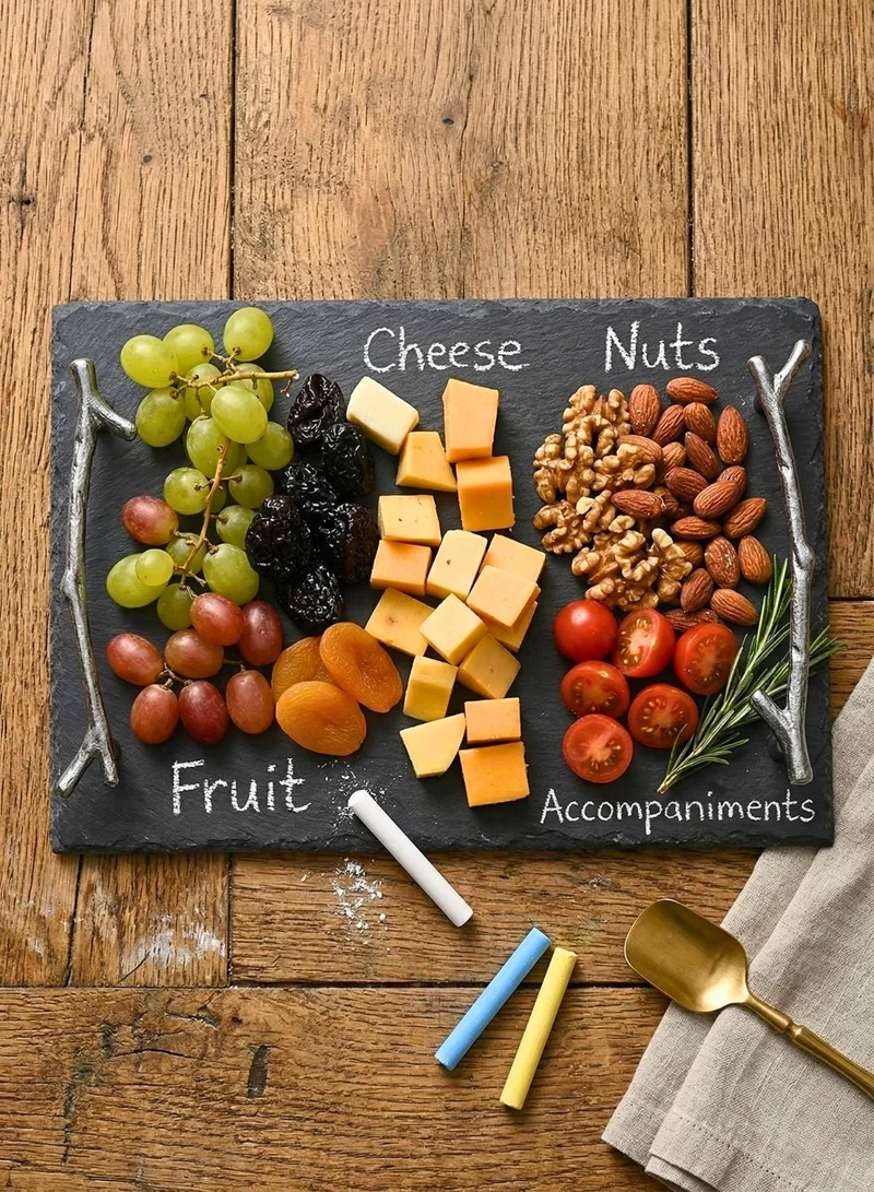 1Chase  Slate Serving Tray with Arborization Handle – 30x20cm Cheese & Charcuterie Board  | Best Price UAE