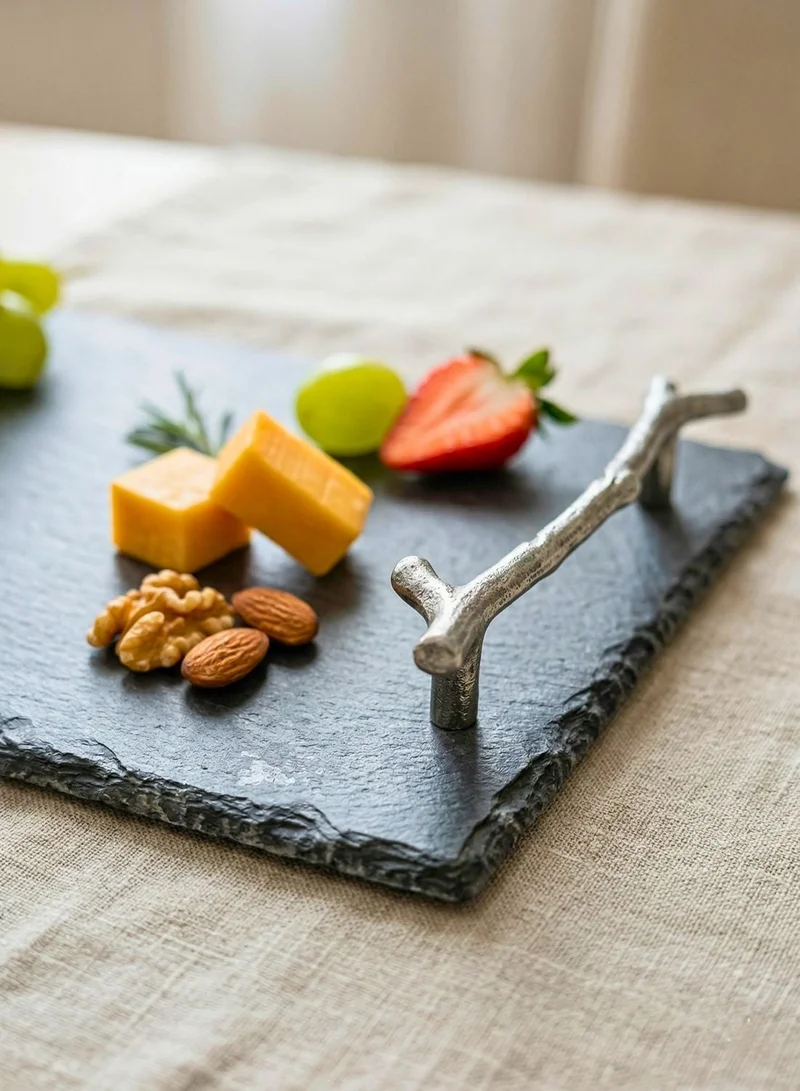 1Chase  Slate Serving Tray with Arborization Handle – 30x20cm Cheese & Charcuterie Board  | Best Price UAE