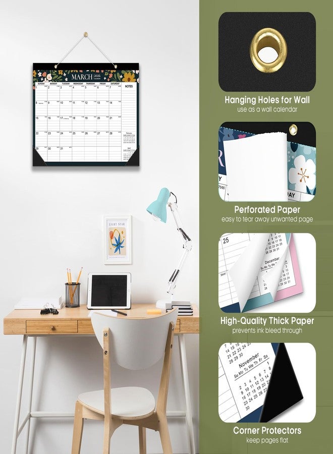 Taja Desk Calendar 2025-2026, 21 Months Calendar Runs from October 2025 to June 2027 - Large 17" x 12" Desktop/Wall Monthly Calendar for Home School, or Office - Twilight Petals - Image 3
