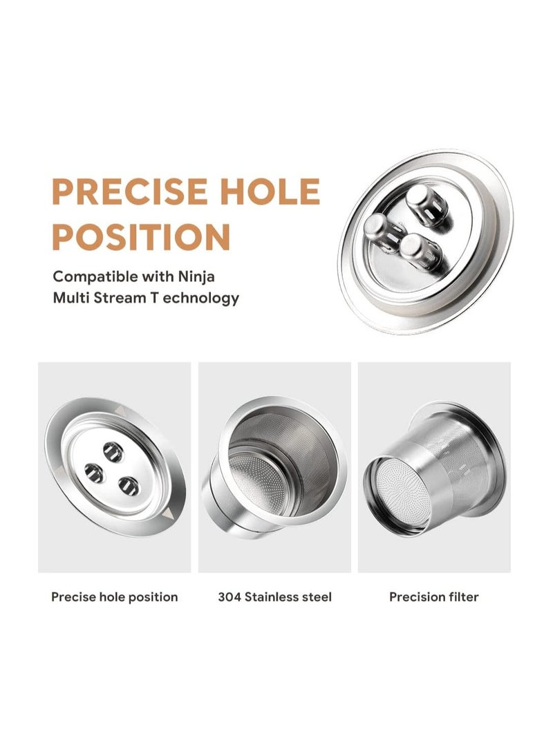 K Cups Reusable Coffee Pods, for Ninja Dual Brew Coffee Maker, 2 Pack Stainless Steel Permanent K Cups Filters Coffee Accessories,  Compatible with Ninja CFP201 CFP301 Dual Brew Pro Machine