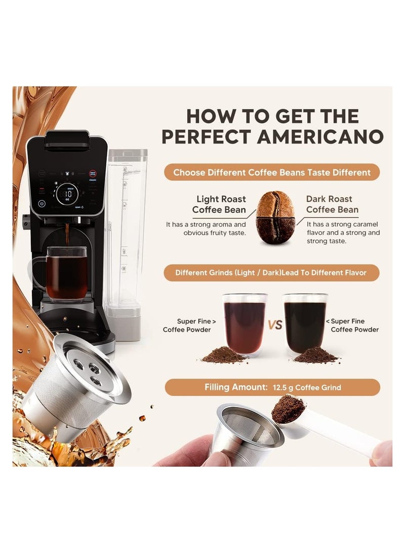 K Cups Reusable Coffee Pods, for Ninja Dual Brew Coffee Maker, 2 Pack Stainless Steel Permanent K Cups Filters Coffee Accessories,  Compatible with Ninja CFP201 CFP301 Dual Brew Pro Machine