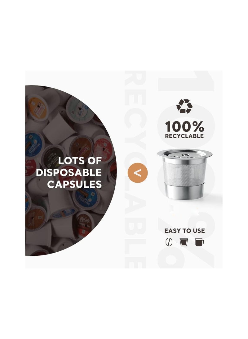 K Cups Reusable Coffee Pods, for Ninja Dual Brew Coffee Maker, 2 Pack Stainless Steel Permanent K Cups Filters Coffee Accessories,  Compatible with Ninja CFP201 CFP301 Dual Brew Pro Machine