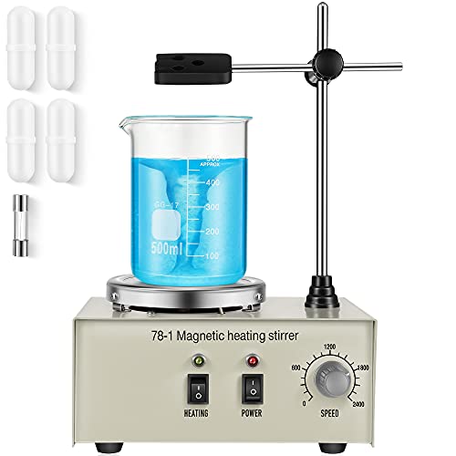 Feekoon 78-1 Magnetic Stirrer Hot Plate Magnetic Mixer 1000ml Lab Hot Plate with Magnetic Stirrer, 2400 RPM Magnetic Stir Plate with 4 Stir Bars and Support Stand, Max 158°F Hotplate Magnetic Stir - Image 1
