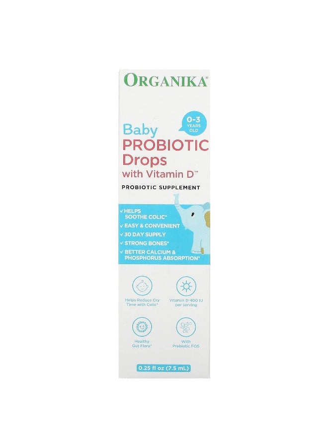 Organika, Baby Probiotic Drops with Vitamin D, 0-3 Years , 0.25 fl oz (7.5 ml) - Image 1