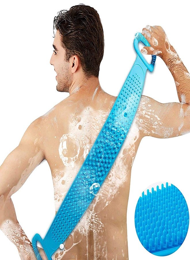 DEBIRE Silicone Bath Body Brush, Back Scrubber for Shower Bath Brush Washer For Dead Skin Removal for Men and Women, Double Side Brush Belt For Shower Long Exfoliating Belt (Multicolored-1 - Image 1