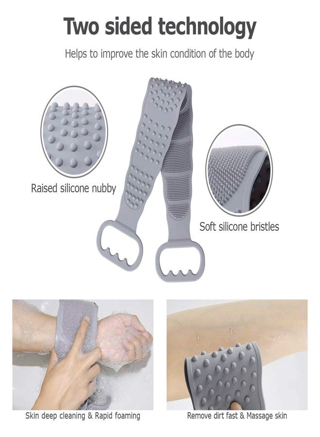 DEBIRE Silicone Bath Body Brush, Back Scrubber for Shower Bath Brush Washer For Dead Skin Removal for Men and Women, Double Side Brush Belt For Shower Long Exfoliating Belt (Multicolored-1 - Image 3