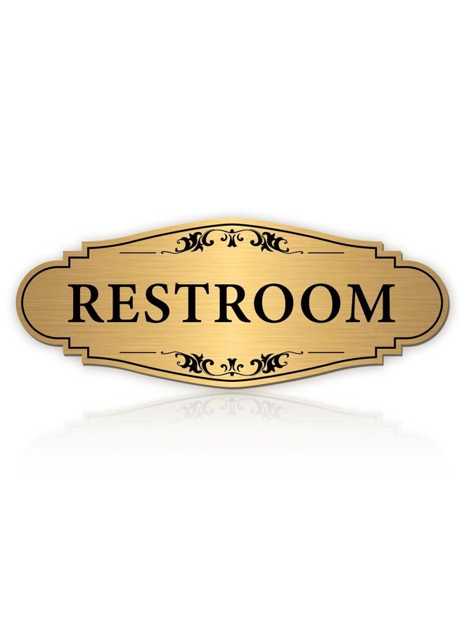 LUHIMO Restroom Sign Sticker for Business & Home, Self-Adhesive Brushed Gold Elegant Bathroom Signs for Door, Durable & Waterproof Unisex Restroom Signage for House toilet, Office, Store, Shop - Image 1