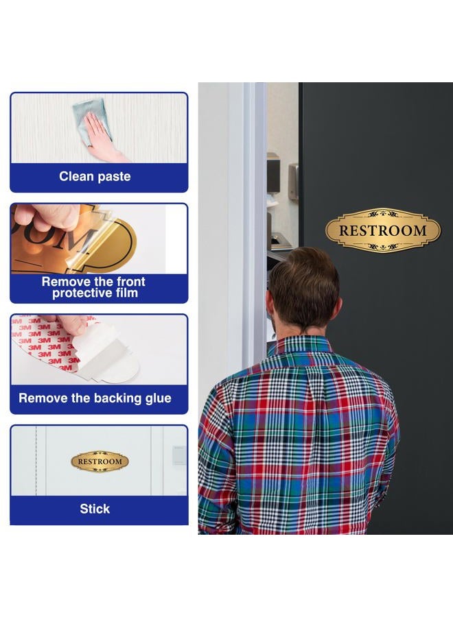 LUHIMO Restroom Sign Sticker for Business & Home, Self-Adhesive Brushed Gold Elegant Bathroom Signs for Door, Durable & Waterproof Unisex Restroom Signage for House toilet, Office, Store, Shop - Image 5