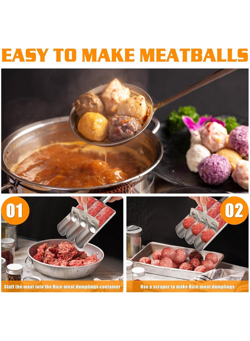 عام أداة عمل كرات اللحم 3 في 1 من الفولاذ المقاوم للصدأ، ملعقة يدوية لتشكيل الكرات بسهولة وسرعة. - Image 3