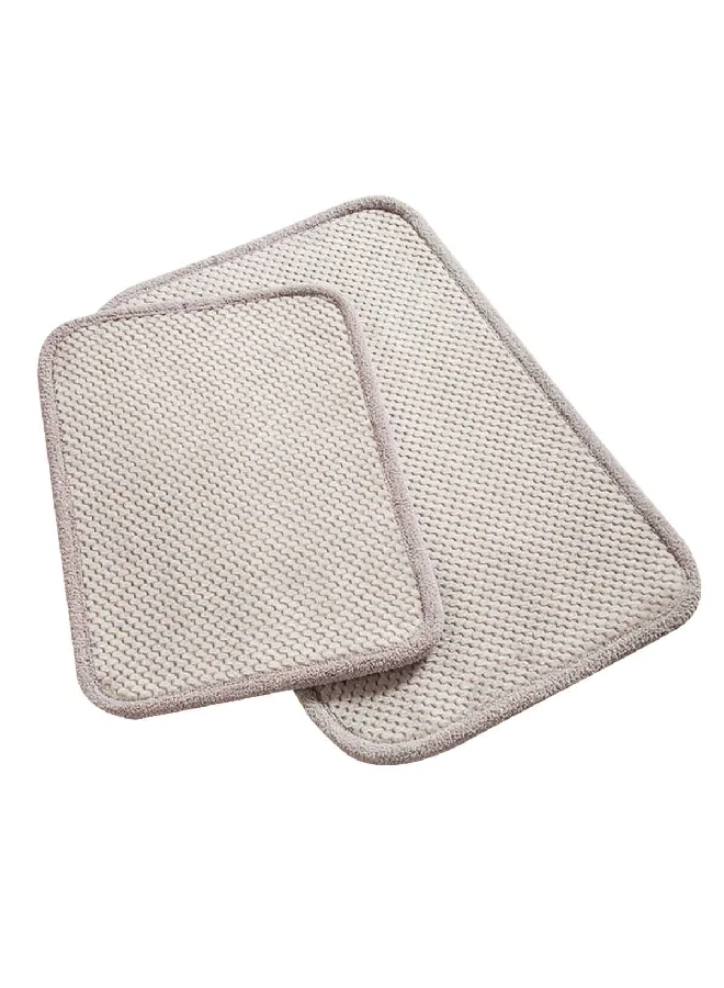 HARMAN 2-Piece Madame Bain Ultra Absorbent Polyester Bath Mat Set Beige