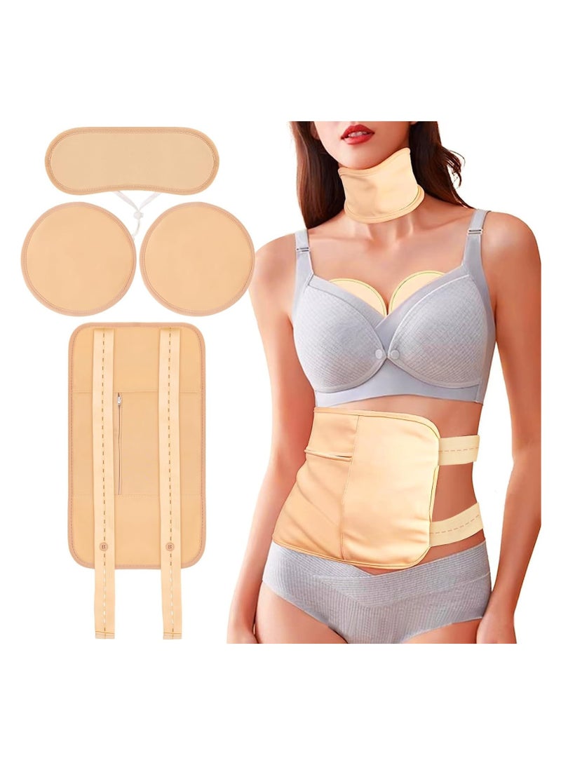 general 4 castor oil packs wrapped in organic cotton for liver detox, stomach, abdomen, neck, and whole body, reusable hot/cold pad kit with adjustable elasticated straps, waterproof and oil leak resistant - Image 1