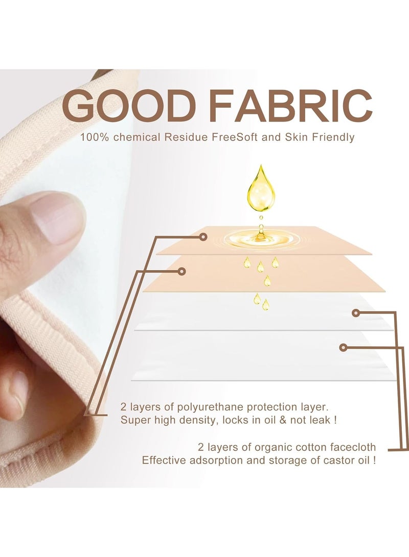 general 4 castor oil packs wrapped in organic cotton for liver detox, stomach, abdomen, neck, and whole body, reusable hot/cold pad kit with adjustable elasticated straps, waterproof and oil leak resistant - Image 2