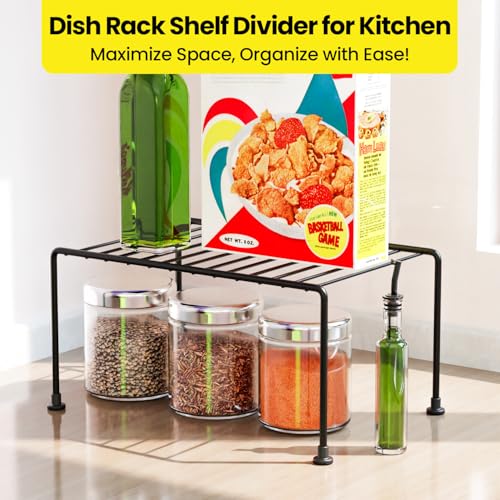 WonderStand Dish Rack (Set of 2) for Kitchen Cabinets/Plate Stand/Utensil Rack (Black), Metal - Image 3