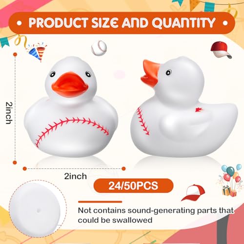 Deekin Rubber Ducks 2 Inch Bulk Sport Party Favors for Team Events Decorations Birthday Party Supplies Club Player Gift24 PcsBaseball - Image 5