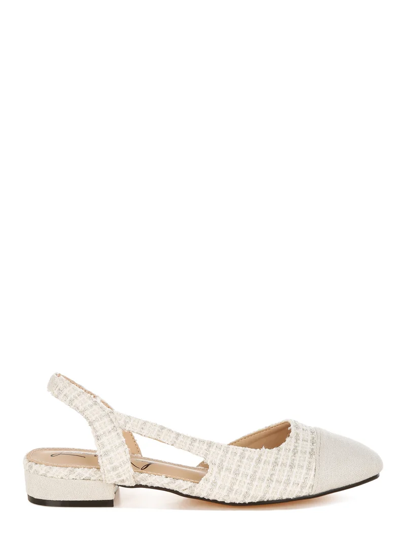London Rag Women's Tweed Slingback Sandals in Off White