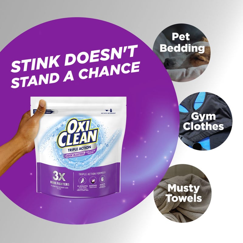 OxiClean Triple Action Odor Blasters Odor and Stain Remover Powder, Use with Detergent, Eliminates Tough Odors and Removes Stains, Color Safe and Chlorine Free, 4 lbs - Image 5