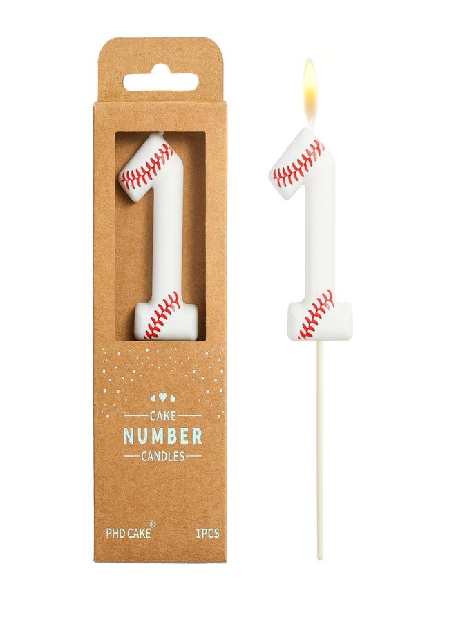PHD CAKE 2.76 Inch Number 1 Baseball Birthday Candles, Baseball Number Candles, Cake Number Candles, Party Celebration, Style Candle - Image 1
