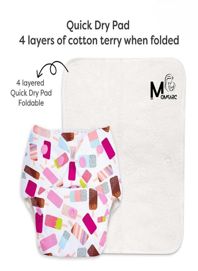 MOMSARC New Born Babies Cotton Cloth Diapers+7 insert pads|Washable & Reusable 250+ times|Hosiery Cotton Nappies| Leak Proof Adjustable,Langot|(Multicolur,Pack of 7) - Image 4