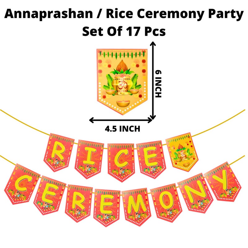 Party Decorz-Never Miss A Chance to Celebrate- Rice Ceremony Decorations Items/Annaprasanam Photo Booth Props with Happy Rice Ceremony Paper Banner Set/Rice Ceremony Props (Pack of 17) - Image 2
