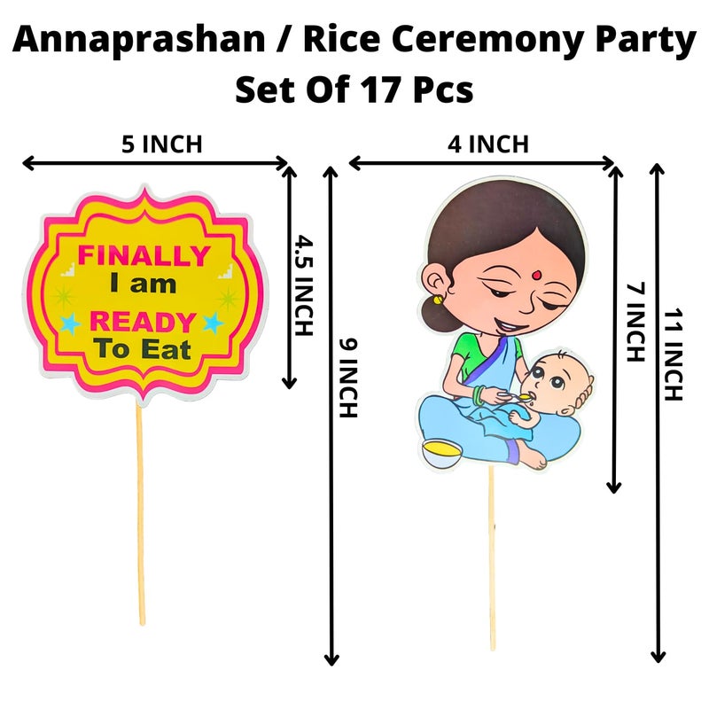 Party Decorz-Never Miss A Chance to Celebrate- Rice Ceremony Decorations Items/Annaprasanam Photo Booth Props with Happy Rice Ceremony Paper Banner Set/Rice Ceremony Props (Pack of 17) - Image 3