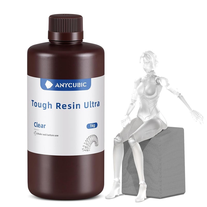 3idea Ultra Tough Resin, 3D Printer Resin with Strong Impact Resistance & High Flexibility, Suitable for Direct Use or as an Additive, Wide Compatible for LCD Resin 3D Printers (Clear, 1kg) - Image 1