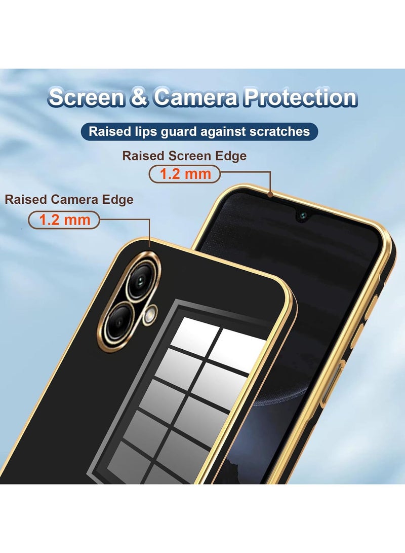 Compatible with Samsung Galaxy A06 cover, smooth veneer gold plated chrome, Black Thin and smooth shock-proof full protectionSamsung Galaxy A06 case（Black）  - Image 2
