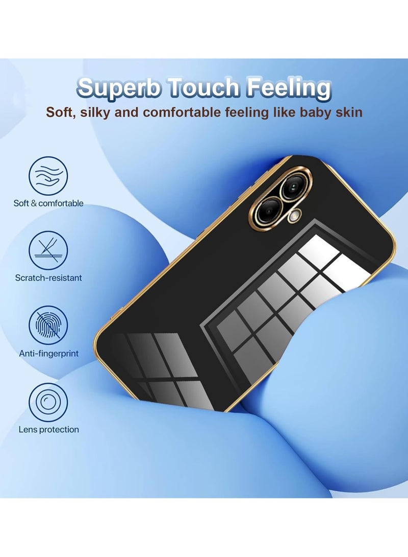 Compatible with Samsung Galaxy A06 cover, smooth veneer gold plated chrome, Black Thin and smooth shock-proof full protectionSamsung Galaxy A06 case（Black）  - Image 4