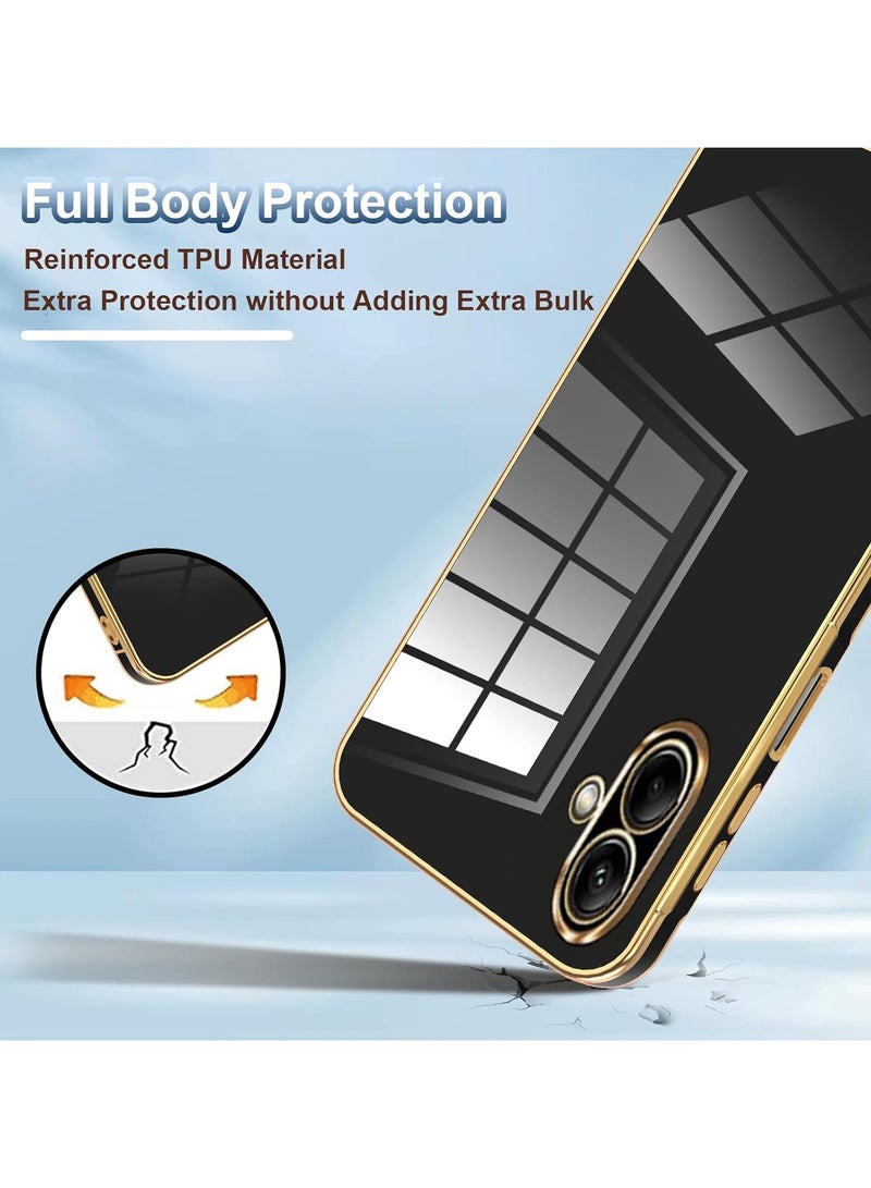Compatible with Samsung Galaxy A06 cover, smooth veneer gold plated chrome, Black Thin and smooth shock-proof full protectionSamsung Galaxy A06 case（Black）  - Image 5