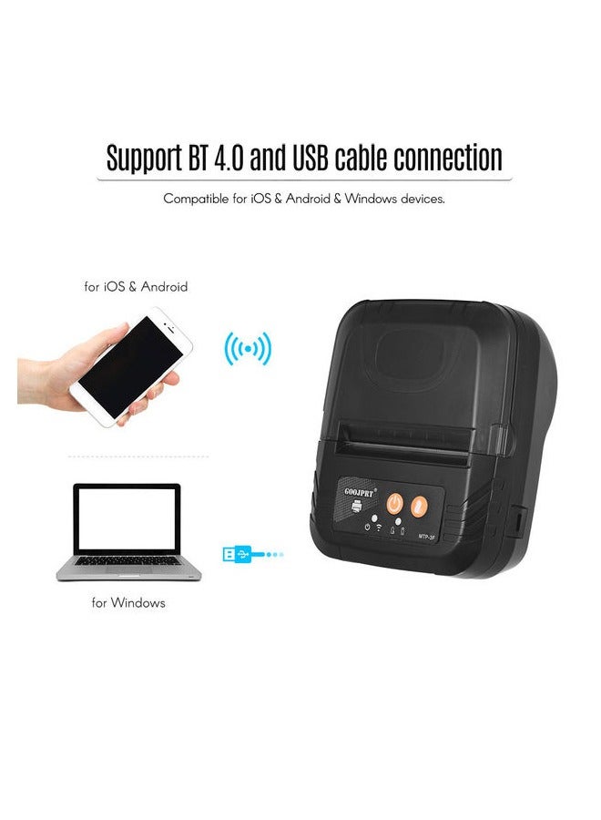 Portable Mini Wireless 80mm BT Thermal Receipt Printer High Speed Bill Ticket Printing with USB Cable Rechargeable Battery Compatible with ESC/POS Instruction Set for Android u0026 iOS u0026 Windows - Image 4